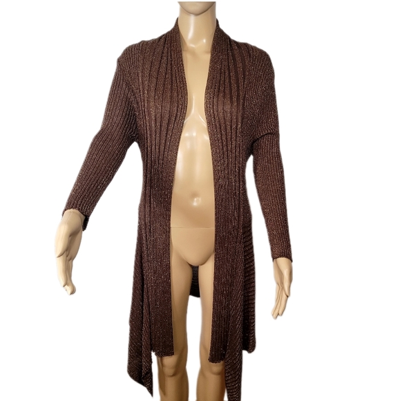 Red Coral Shiny Brown Cardigan - Size  L - Picture 2 of 6